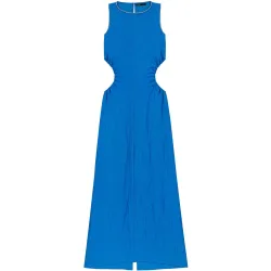 Vestido midi de lino mixto sin espalda
