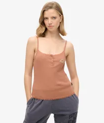 Superdry Damen Athletic Essentials Button Down Cami Top Braun - Größe: 6-8