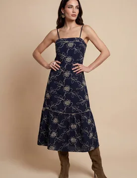Women's Embroidered Maxi Dress Navy Size: 10 - Navy - Size: 10 - Urban Bliss - FashionsVida
