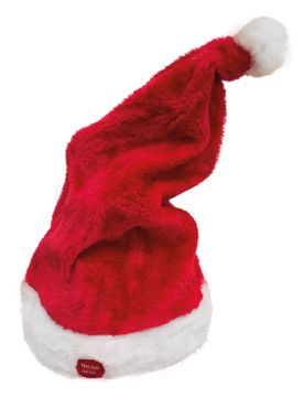 Weihnachtsmütze mit Musik und Bewegung Weihnachts-Accessoire rot-weiss