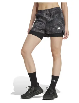 Own The Run Spray Dye 2in1 Shorts Grey Four / Black M Women - Adidas - FashionsVida
