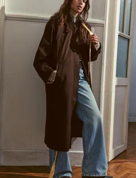 Brown Oversize Trench Coat (Size: ) - Pull&bear - FashionsVida