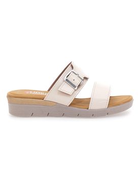 Ciabatte beige con fibbia e fondo rialzato 8164V 37