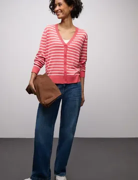 Gestreifter Cardigan female Pink