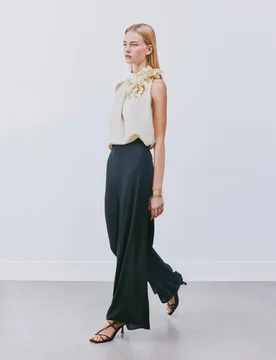 Pantalón de mujer fluido de gasa - Woman Fiesta El Corte Inglés - FashionsVida