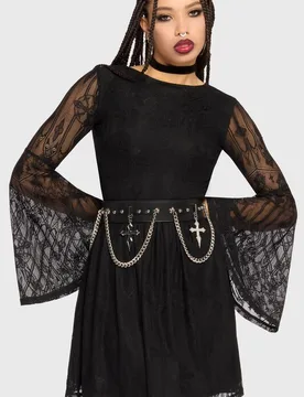 Gothic Kurzes Kleid - Crux Obscura - Obscura Sanctum Mini Dress - S bis 3XL - für Damen - Größe L - schwarz - Frauen - female - Killstar - FashionsVida