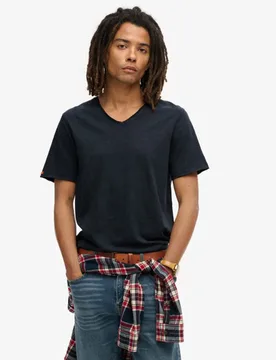 Superdry Herren T-shirt aus Flammgarn mit Unversäuberten Kanten und V-ausschnitt Marineblau - Größe: L - 29.99 - FashionsVida