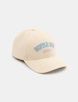 Cappellino con visiera e scritta ricamata Gentle Days - panna