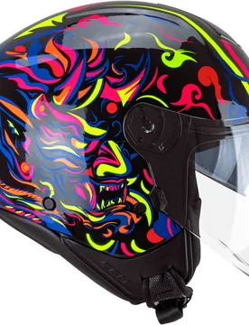 Casco Moto Jet 126S IPE DEMON Nero Blu Rosso Giallo taglia L - Cgm - FashionsVida