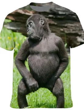 New Summer Adult Men's And Children's Short Sleeve T-shirt Monkey 3d Print Gorilla Fun Pattern Clothing Fashion Street Thin Top - Aliexpress - FashionsVida