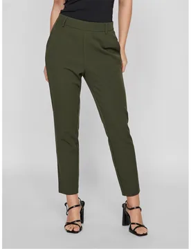 Womens Vivrne Slim Cut Trousers In Kombu Green - Size Large - Vila - FashionsVida