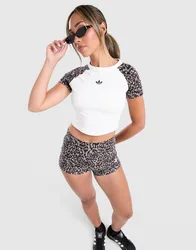 Womens Leopard Cropped T-Shirt - Bianco, bianco bianco Donna taglia XL