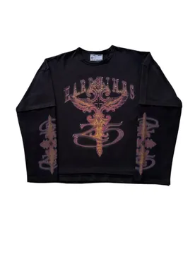 Hard Times Longsleeve t-shirt manica lunga boxy fit con grafica e borchie - Black