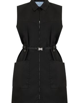 Mini Sleeveless Dress with Zip and Waist Belt