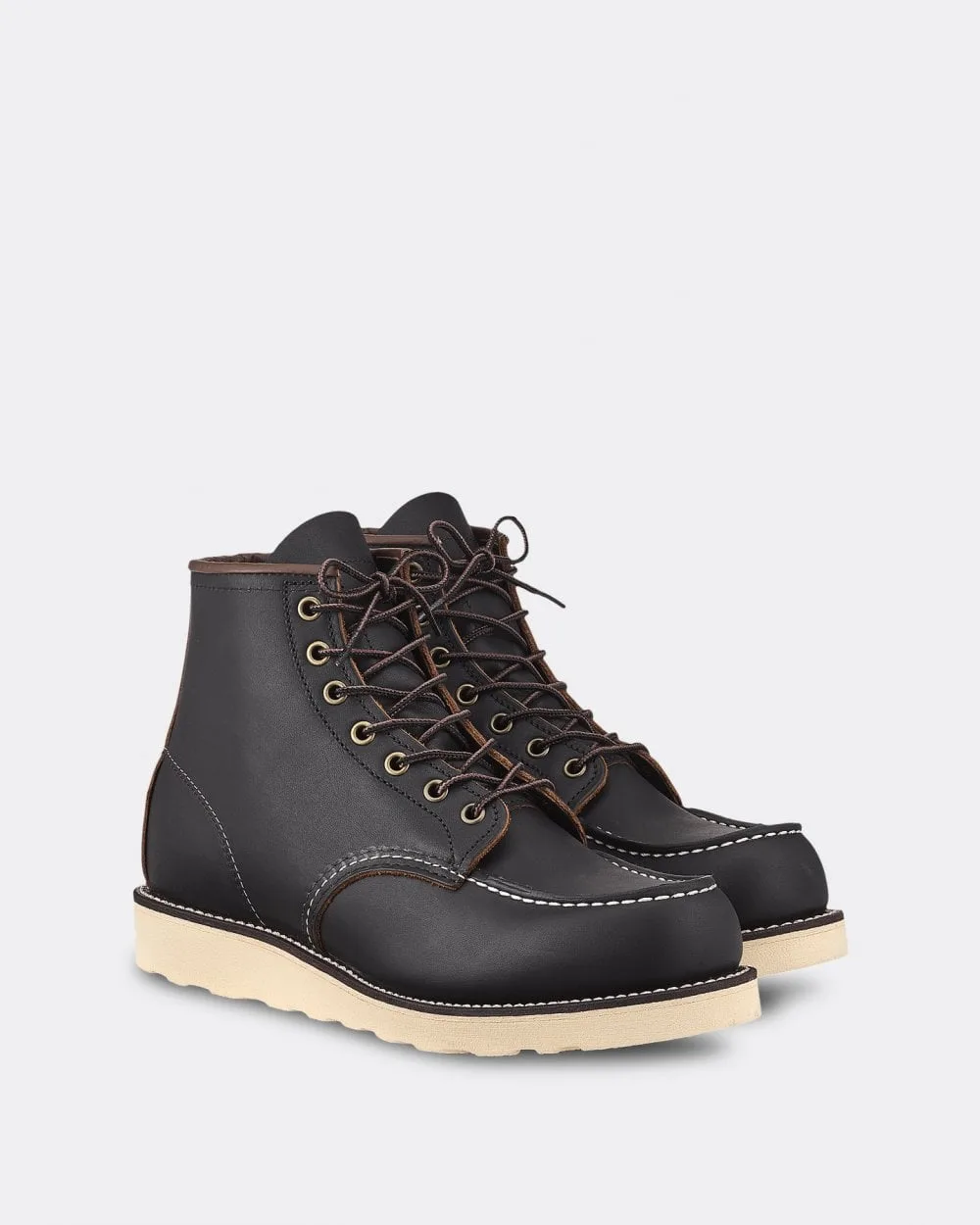 Inch Moc Toe Mens Boot - Black Leather - Size Uk 8.5 - Red Wing - FashionsVida