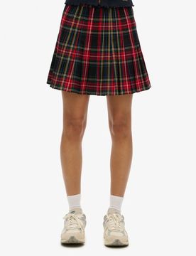 Superdry Damen Minirock mit Karomuster Lila - Größe: 40