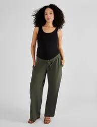 Maternity Cotton Rich Wide Leg Trousers Khaki female