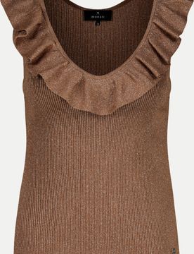 Top mit Volants am Kragen Braun 42