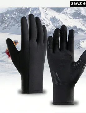 Par de guantes finos aislados, antideslizantes y cortavientos adecuados para esquiar, ciclismo, trabajo y actividades al aire libre. Puntas de los ded - Shein - FashionsVida