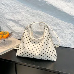 Mochila de lona minimalista con lunares, nueva llegada de primavera/verano, diseño de apertura superior, correas de hombro ajustables, bolso cruzado