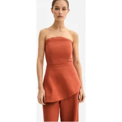 Top de mujer en tejido tweed con textura desflecada