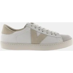 Zapatillas deportivas unisex de piel con piezas de color y puntera de serraje