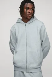 Herren Tall Basic Regular Zip-Hoodie Sweatshirt Grey Marl Größe Medium