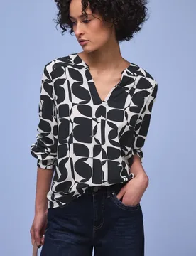 Gemustertes Shirt female Blau - Street One - FashionsVida