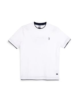 T-shirt bianca con profili a contrasto in cotone Us golf TS1053 XXL