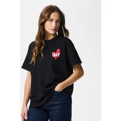 Camiseta oversize con estampado de corazón de mujer