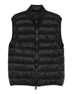 Gilet Trapuntato Con Zip E Logo