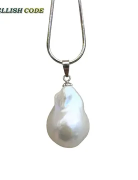 Hot Simple style baroque pearl pendant necklace nucleated flameball shape white color snake chain 16'' 18'' - Aliexpress - FashionsVida
