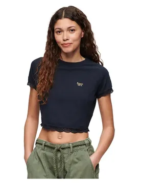 Haut à Manches Courtes 90s Lace Trim Eclipse Navy XS