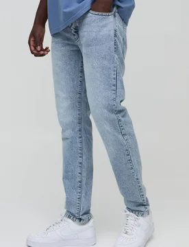 Herren Schmale Rigid Jeans Hosen Light Blue Größe 28R - boohooMAN - FashionsVida