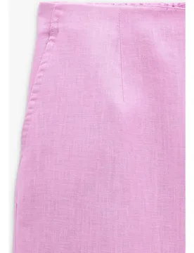 Pantalones anchos de mujer 100% lino con cintura elástica en liso - Parfois - FashionsVida