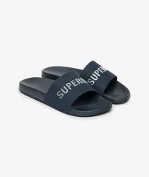 Superdry Damen Premium Metallic Pool Sliders Navy - Größe: 7-8