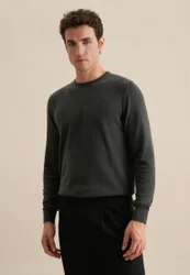 Rundhals Pullover Uni Grau 3XL