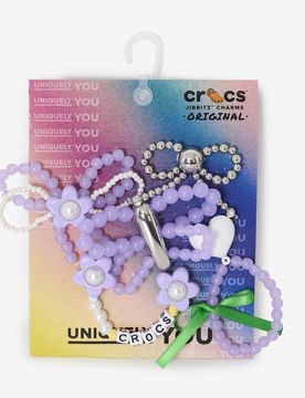 Jibbitz Purple Metal 5pc violet/blanc tu unisex