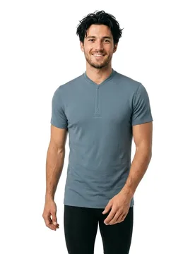 Merino Blend 125 Cool-lite™ Speed Half Zip Short Sleeve T-shirt Flint Blue L Men - Icebreaker - FashionsVida