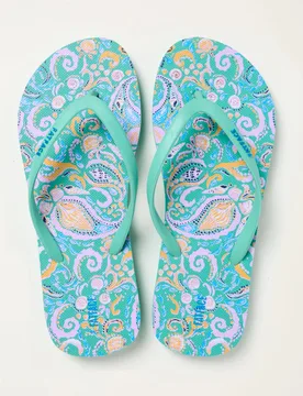 Printed Flat Flip Flops Blue Mix female - Fatface - FashionsVida