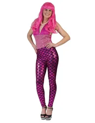Meerjungfrau-Leggings für Damen Accessoire pink-schwarz - female