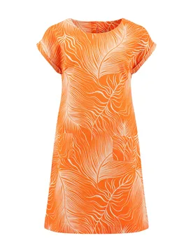 Weird Fish Orlando Printed Linen Rich Shift Dress Size 22 - holiday-shop holiday-shop womens-summer-shop new-arrivals new-arrivals linen-collection wo - Orange Peel - FashionsVida