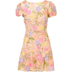Vestido corto con flores y manga corta