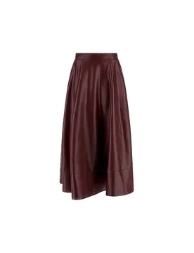 Midi falda con efecto cuero rojo oscuro XS - Guess - FashionsVida