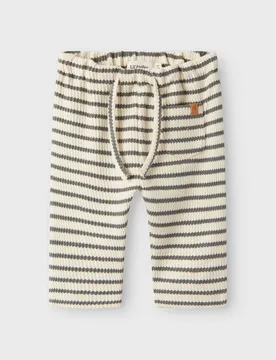 Pantalone Lil'Atelier color avorio a righe grigie in puro cotone con coulisse - Lil' Atelier - FashionsVida