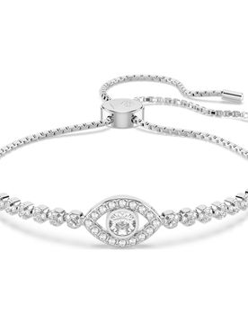 Braccialetto Matrix, Evil eye, Bianco, Placcato rodio OS
