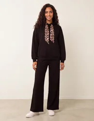 Hooded Leopard Tie & Pant Set - S/M / BLACK - female