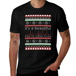 It's a beautiful day to save lives Christmas T shirt T-Shirt Big and Tall Crew Neck Tee