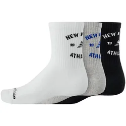 Graphics Qtr Crew Socks 3 Pairs White UK 11.5-14.5 Men,Women