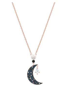 Pendente Symbolica, Luna e stella, Multicolore, Finitura oro rosa 18K OS - Swarovski - FashionsVida